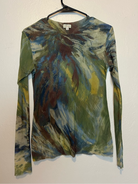 Petit Pois by Viviana G Tops - Mesh Green Multi-Color Long-Sleeve Tee